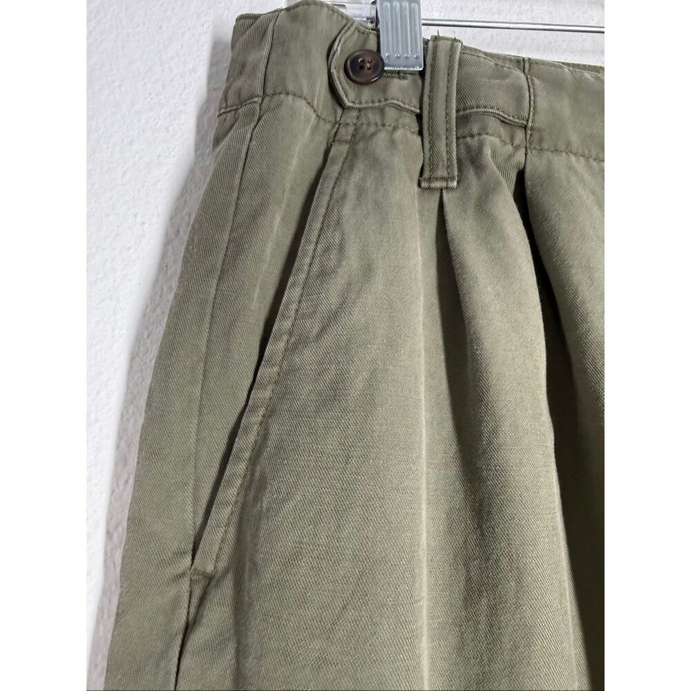 Madewell Wide Leg Crop Pants Women Size 14 Green Lyocell Linen Cotton High Rise - Picture 4 of 16